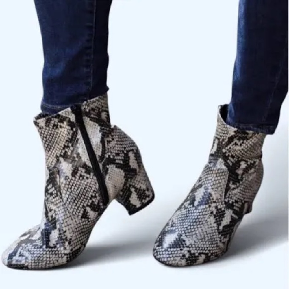 Time and Tru Faux Snakeskin Ankle Heeled Boots